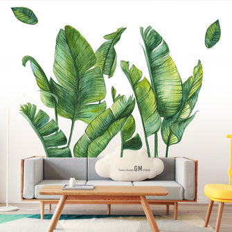 Nordic Green Leaf Plant Wall Sticker Beach Tropical Palm Leaves DIY Plant Wall Stickers for Home Decor Living Room Kitchen