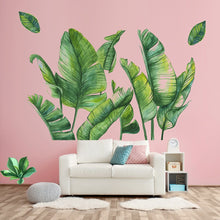 Nordic Green Leaf Plant Wall Sticker Beach Tropical Palm Leaves DIY Plant Wall Stickers for Home Decor Living Room Kitchen