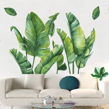 Nordic Green Leaf Plant Wall Sticker Beach Tropical Palm Leaves DIY Plant Wall Stickers for Home Decor Living Room Kitchen