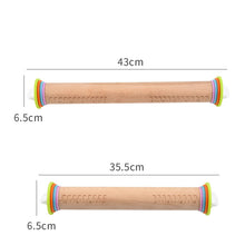 Solid Beech Wood Adjustable Roller Pin with 4 Removable Thickness Rings for Baking Pizza Cake Cookies