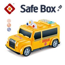 School bus safe box toy electronic piggy bank kids with light and sound