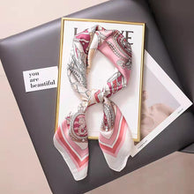 In Stock fashion new arrival custom designer luxury satin silk scarf printing square 70*70cm satin shawl for women