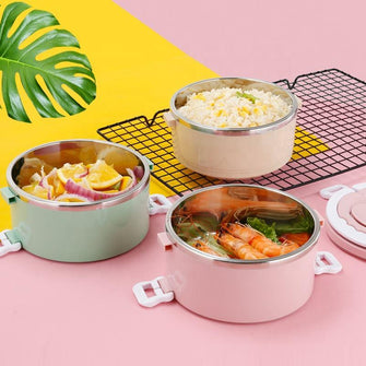 newest style 1/2/3/4 layer round shape stainless steel lunch box and pp plastic colorful lunch box, food container for kids