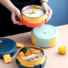 Round Shape All-in-1 School Bento Lunch Box Kids Adult Japanese Bento Lunch Box for Kids Food Box Leak-Proof