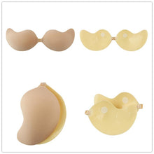 Women Black Skin Color Fabric Adhesive Invisible Silicone Bra Strapless Backless Wireless Push-up Front Closure Nude Bra