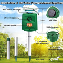 Seicosy Solar Ultrasonic Animal Repeller Motion Sensor Flashing Light Animal Control for Outdoor