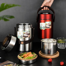 Stainless Steel 304 Vacuum Insulated Thermal Food Carrier Portable Round Lunch Box Tiffin Box Heat Preservation Pot