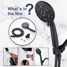 Luxury 8 Modes Handheld Shower Head Water Black Saving Shower Head Set with Shower Hose and Bracket