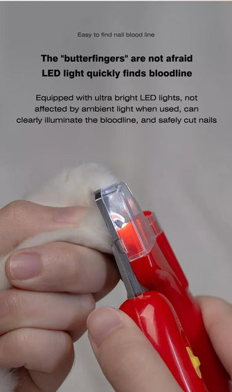 Chili Shape Avoid Over-Cutting Razor Sharp Blade Cat Dog Claw Care Toenail Nail Clipper Trimmers with LED Light for Pets