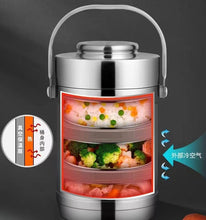 Gold key insulated lunch box barrel 304 stainless steel portable vacuum insulated barrel for office workers Multi-layer bento box