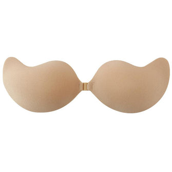 Women Black Skin Color Fabric Adhesive Invisible Silicone Bra Strapless Backless Wireless Push-up Front Closure Nude Bra