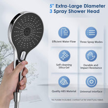 AR6 High Pressure 5 inch Hand Shower Head Set with 60" Hose Powerful Spray Showerhead ACS