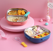 304 stainless steel children's lunch box heat preservation cute spoon cutlery portable compartment bento lunch box