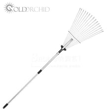 Wholesale 15 tines stainless steel rake lawn grass retractable garden leaf rakes