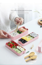 Three Layer Lunch Bento Box, Meal Prep Kids Bento Box Food Storage Containers Biodegradable Wheat Straw School Bento Lunch Box