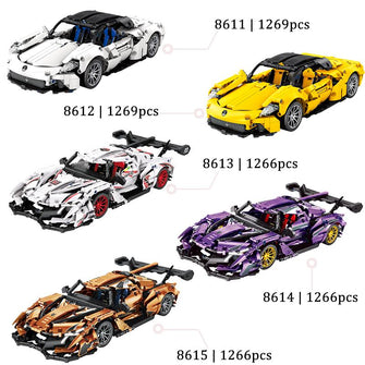 MJI Model MOC 8617 1288pcsSmall Particle Assembling Luxury Sport Racing Car Building Block Car Kids Xmas Plastic Toy Bricks