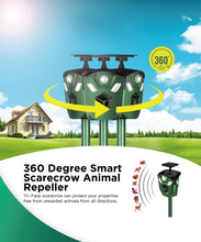 IP44 waterproof new arrival 360 degree animal defense 3 face solar powered ultrasonic pest repeller animal control outdoor