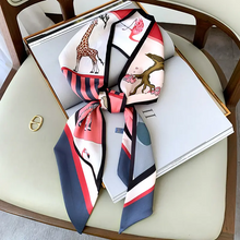 Small Silk Scarf For Women  Print Handle Bag Ribbons Brand Fashion Head Scarf Small Long Skinny Scarves Wholesale