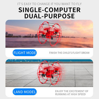 Crash resistant and fall proof mini remote control UAV toy stunt land air dual-use four axis aircraft height fixed children's toy