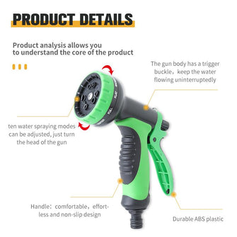 2022 Hot Selling Durable 10 Spray modes Plastic Garden Hose Nozzle Water Gun Portable Garden Spray Water Gun