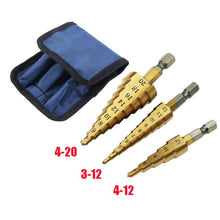 3-12 4-12 4-20 4-32mm HSS Straight Groove Step Drill Bit Titanium Coated Wood Metal Hole Cutter Core Cone Drilling Tools Set