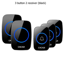 CACAZI Wireless Waterproof Doorbell 300m Range US EU UK AU Plug Home Intelligent Door Bell Chime 1 2 Button 1 2 3 Receiver